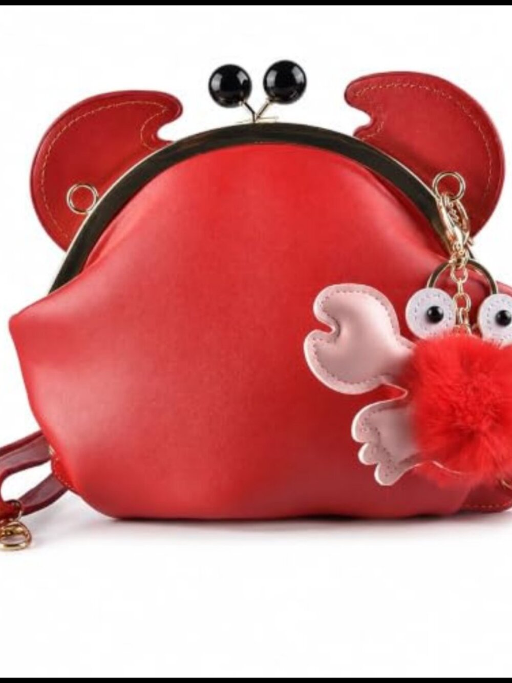 PU Leather Crab Crossbody Bag 3D Animal Novelty Purse Detachable Strap